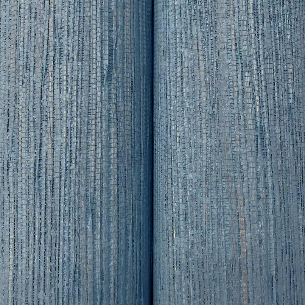 Close-up of Dusty Blue Painted Hemp wallpaper by York Wallcoverings, showcasing its unique textured detail.