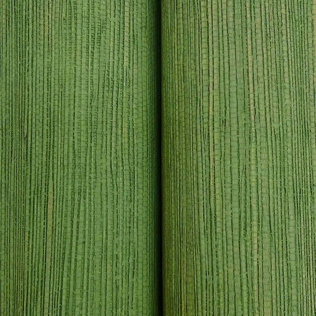 Close-up texture detail of York Wallcoverings' Painted Hemp wallpaper in rich Olive Green, highlighting its natural woven fibers.