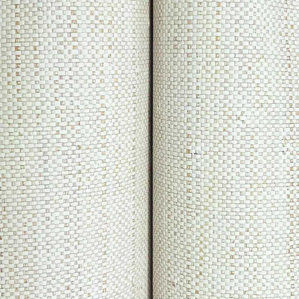 Warm Ivory Painted Raffia wallpaper by York Wallcoverings, detailed close-up showing its subtle painted texture and natural weave.