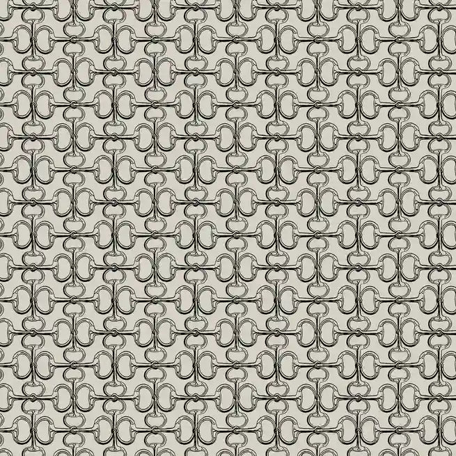 Polo wallpaper pattern swatch by York Wallcoverings in Greige and Black (SKU 4211-83509).