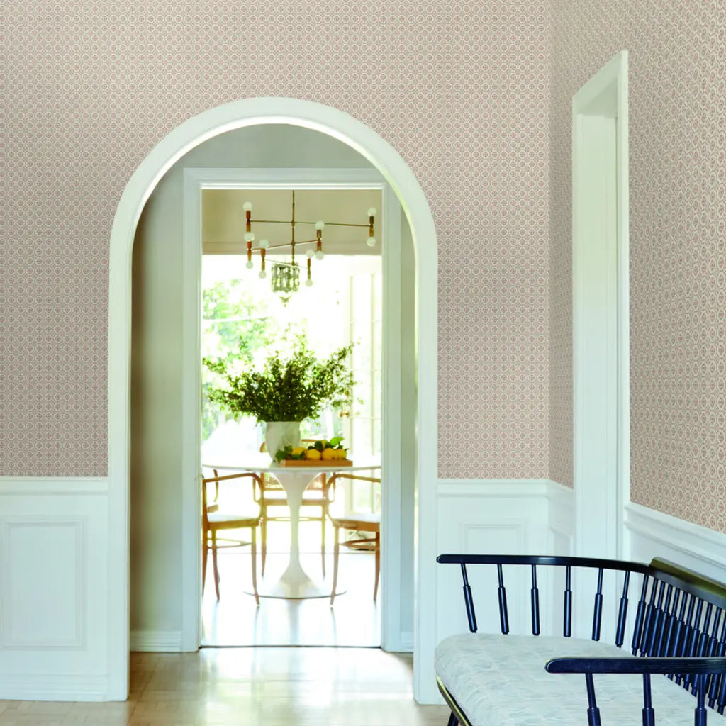 Elegant entryway featuring Priti wallpaper in Brown and Beige by York Wallcoverings, creating a warm and inviting first impression.