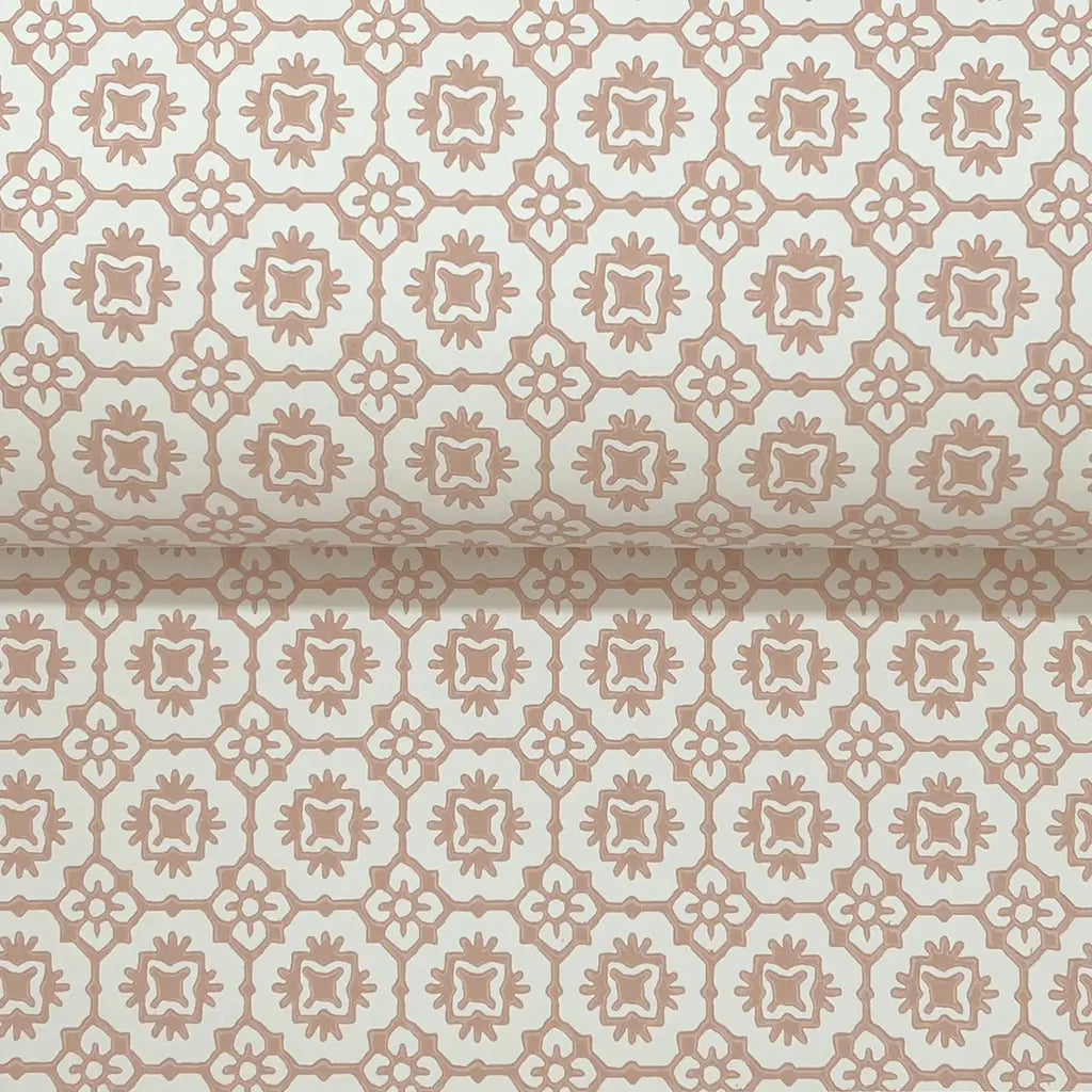 Close-up texture detail of Priti wallpaper in brown and beige by York Wallcoverings.