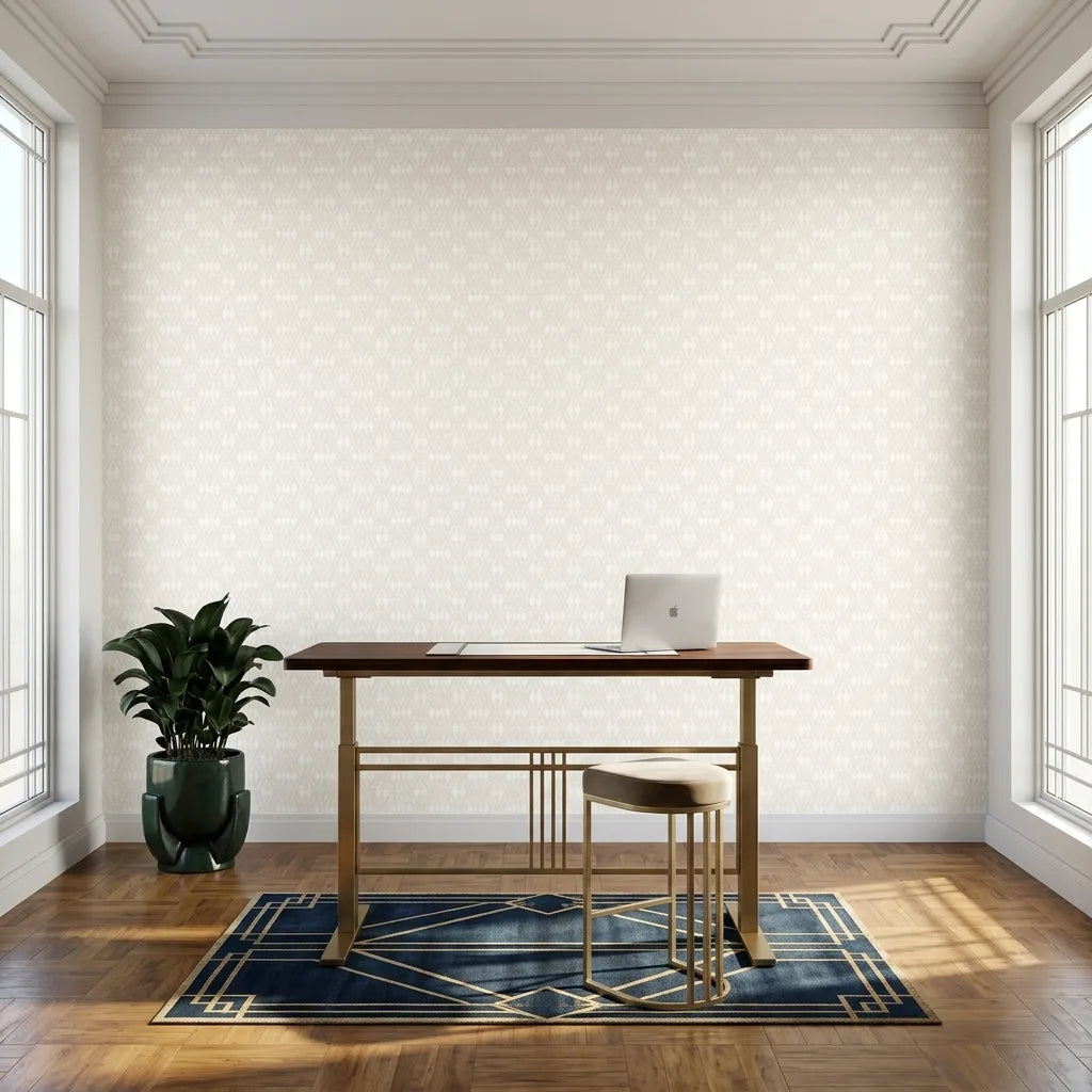 Home Office - Radcliffe wallpaper in Warm Ivory by York Wallcoverings creates a sophisticated and inviting home office.