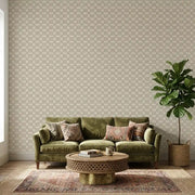 Living Room - Elegant living room featuring Radcliffe wallpaper in Greige by York Wallcoverings.