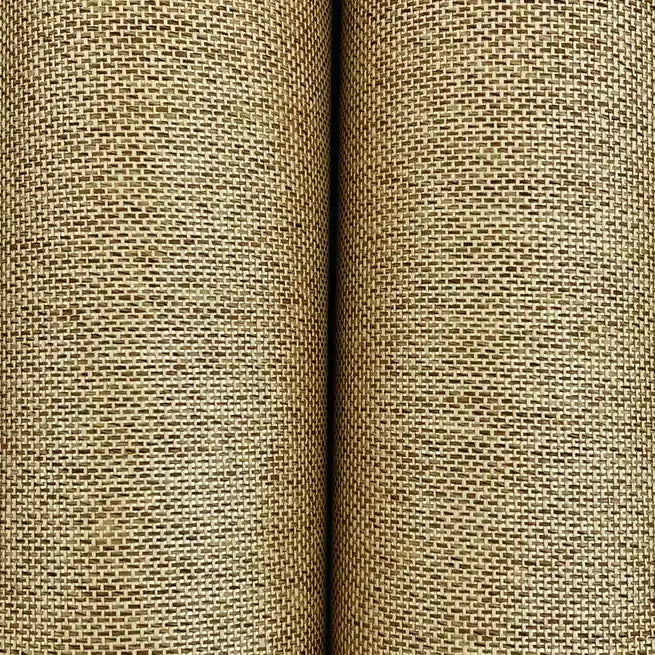 Close-up texture of Radiant Paperweave wallpaper in Light Tan by York Wallcoverings, showcasing its intricate woven detail.