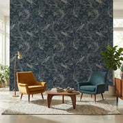 Living Room - Features Regal Ridge Dark Blue wallpaper by York Wallcoverings, adding depth and style to this inviting space.