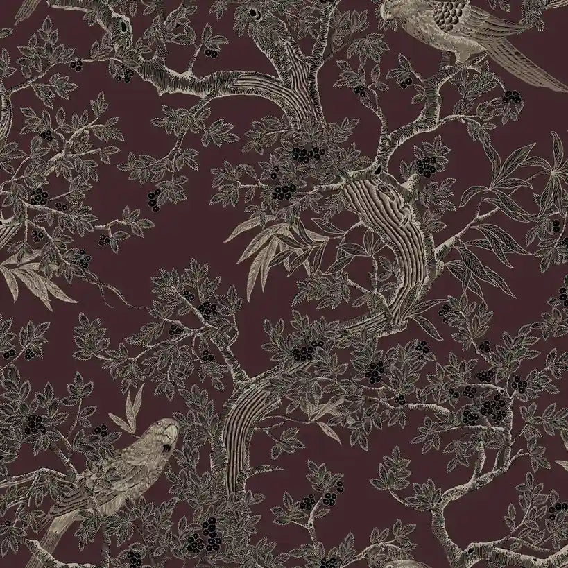 Regal Ridge wallpaper pattern swatch in rich burgundy by York Wallcoverings, SKU 4211-83571.