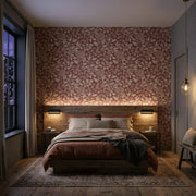 Bedroom - Featuring Rowen wallpaper in Red, Cream by York Wallcoverings, this elegant space offers a warm, inviting ambiance.