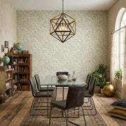 Dining Room - Elegant dining space with 'Rowen' wallpaper in Taupe, White by York Wallcoverings creating a sophisticated ambiance.