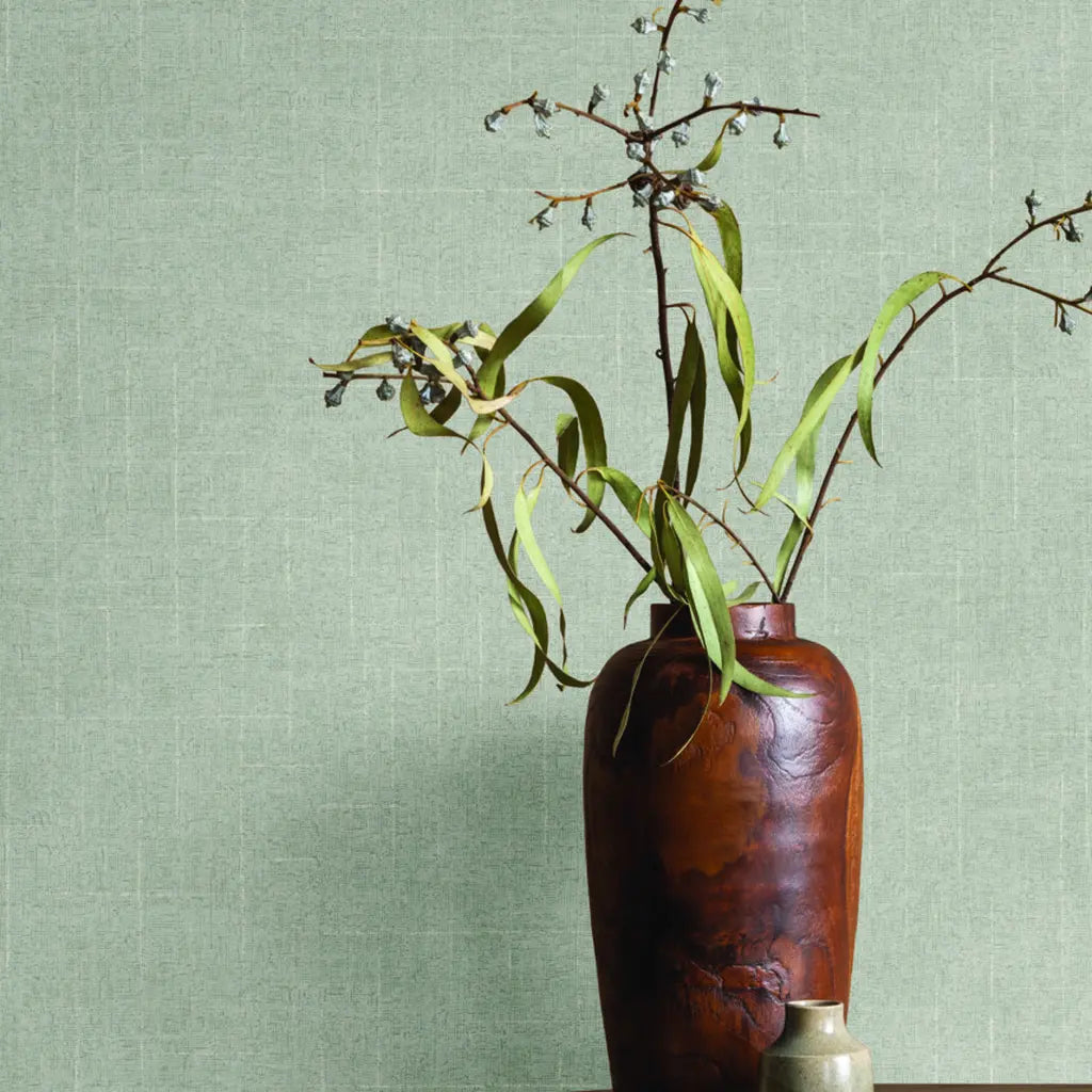 Light Grey Saratoga wallpaper by York Wallcoverings beautifully patterns this modern interior space.