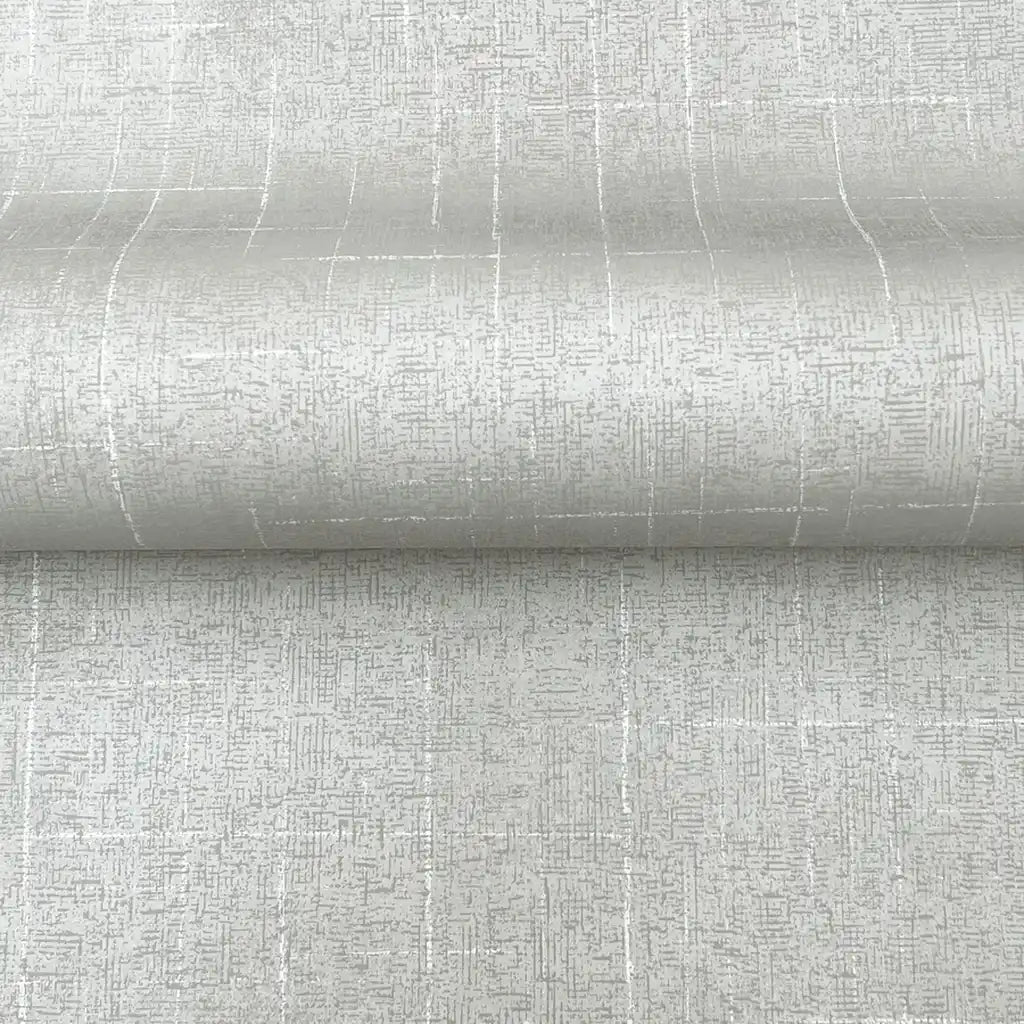 Close-up of Saratoga Light Grey wallpaper by York Wallcoverings, highlighting its subtle woven texture detail.