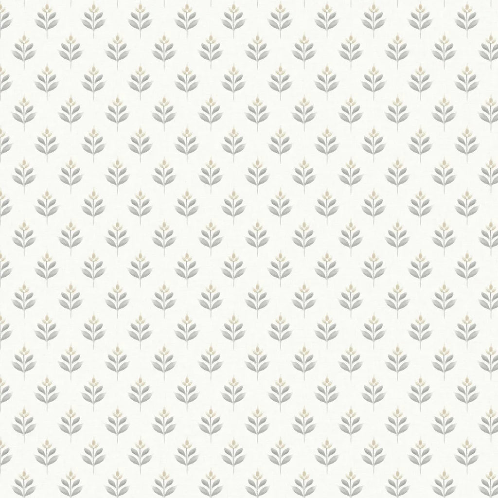 Serene Villa wallpaper pattern swatch in Grey, Gold, White by York Wallcoverings (SKU LL3234).