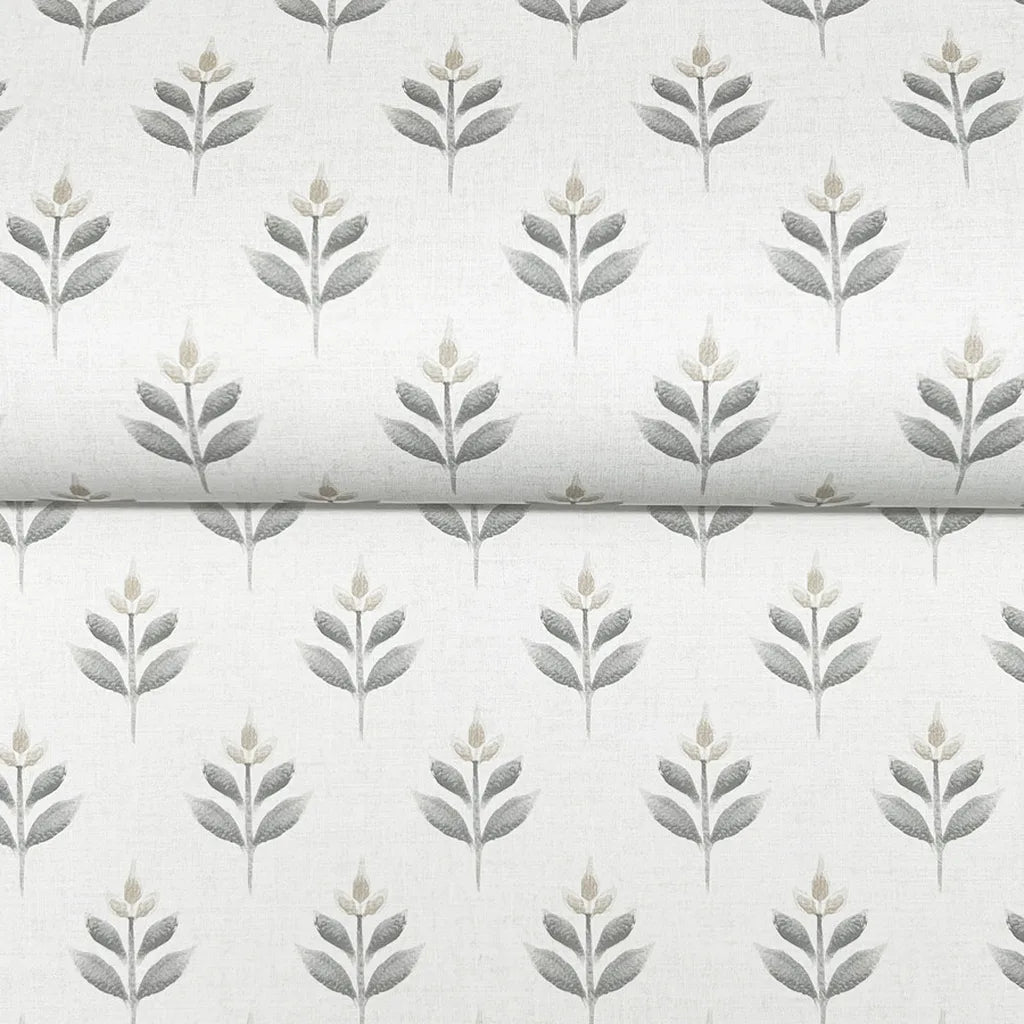 Close-up texture detail of York Wallcoverings' Serene Villa wallpaper in elegant Grey, Gold, White.