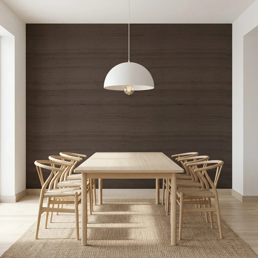 Dining Room - Elegant dining room showcasing "Silk Road" Dark Brown wallpaper by York Wallcoverings.