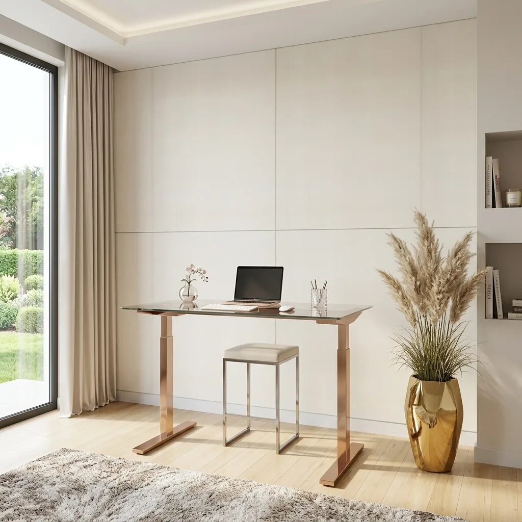 Home Office - Stylish space featuring elegant Silk Road wallpaper in Warm Ivory by York Wallcoverings, perfect for productivity.