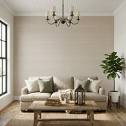 Living Room - Showcasing York Wallcoverings' "Silk Road" wallpaper in Warm Ivory, creating a bright, inviting space.