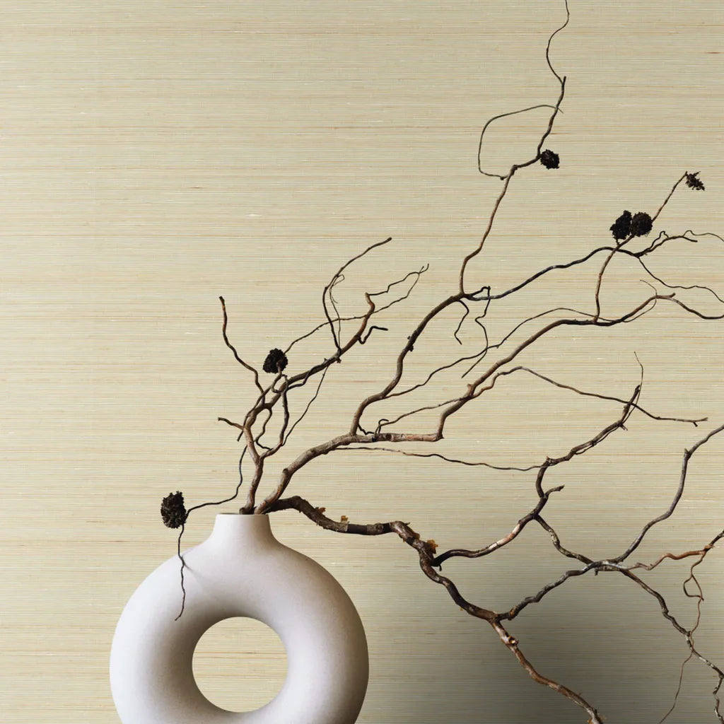 Light beige Smooth Abaca wallpaper by York Wallcoverings enhances this inviting interior space.