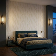 Bedroom - Society Hill Ivory and Beige wallpaper by York Wallcoverings creates a serene and elegant bedroom design.