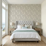 Bedroom - Elegant bedroom showcasing "Society Hill" wallpaper in Warm Ivory by York Wallcoverings for a serene and stylish space.