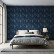 Bedroom - Elegant room featuring stunning Navy Blue Society Hill wallpaper by York Wallcoverings, creating a sophisticated retreat.