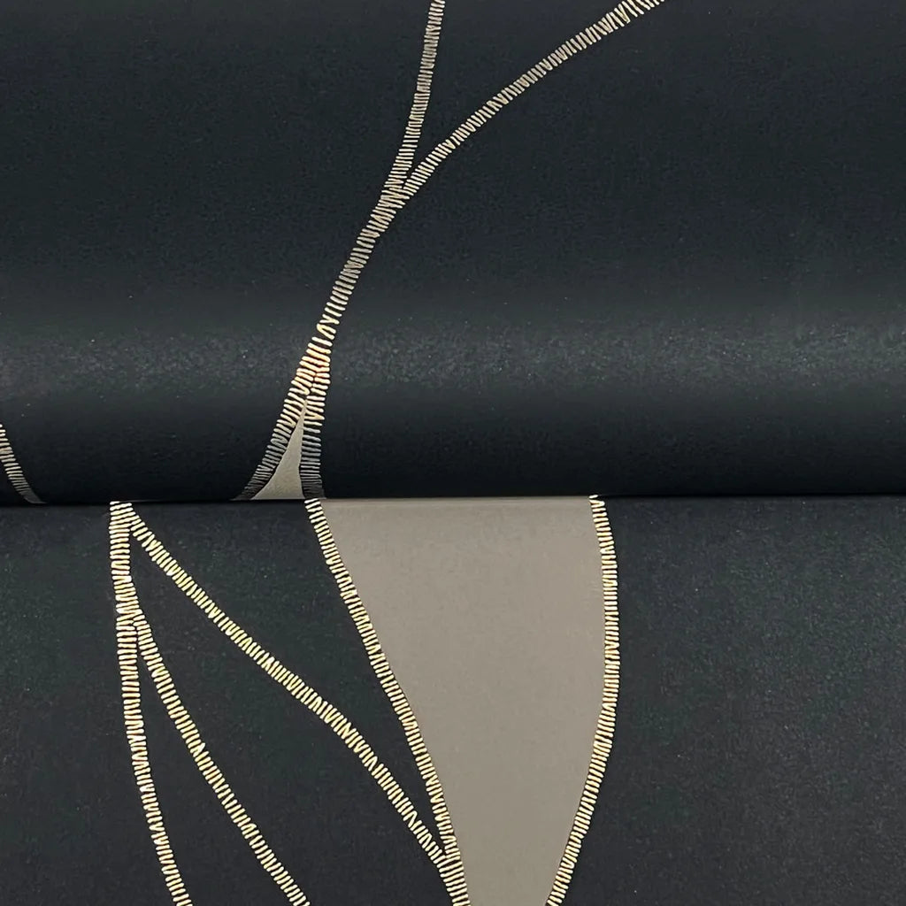 Close-up texture detail of York Wallcoverings' Society Hill wallpaper in elegant Navy Taupe, showcasing its intricate pattern.