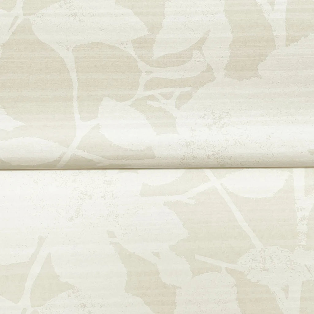 Solange wallpaper close-up reveals intricate taupe and cream texture, a York Wallcoverings design.