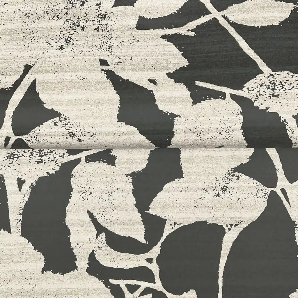 Detailed close-up of Solange wallpaper texture by York Wallcoverings, showcasing its elegant Black and Cream design.