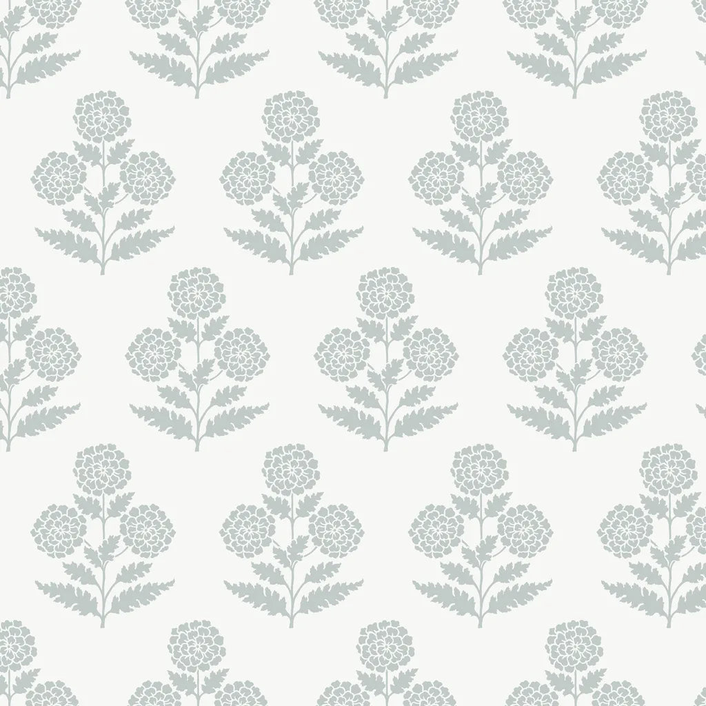 Souci wallpaper pattern swatch in grey and white by York Wallcoverings.