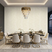 Dining Room - Warm Ivory String of Pearls wallpaper by York Wallcoverings creates an inviting, elegant space for entertaining.