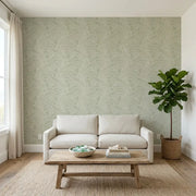 Living Room - Elegant living room with Sage Green 'String of Pearls' wallpaper by York Wallcoverings, creating a serene and stylish space.