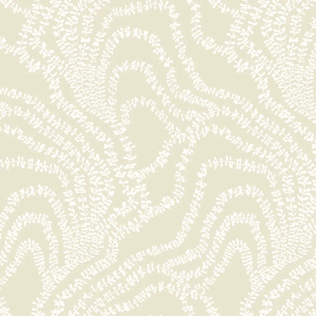 String of Pearls wallpaper pattern swatch in Warm Ivory by York Wallcoverings (SKU VR1518).