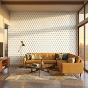 Living Room - Elegant living space showcasing York Wallcoverings' Sylvie wallpaper in beautiful Yellow, Cream, and Green hues.