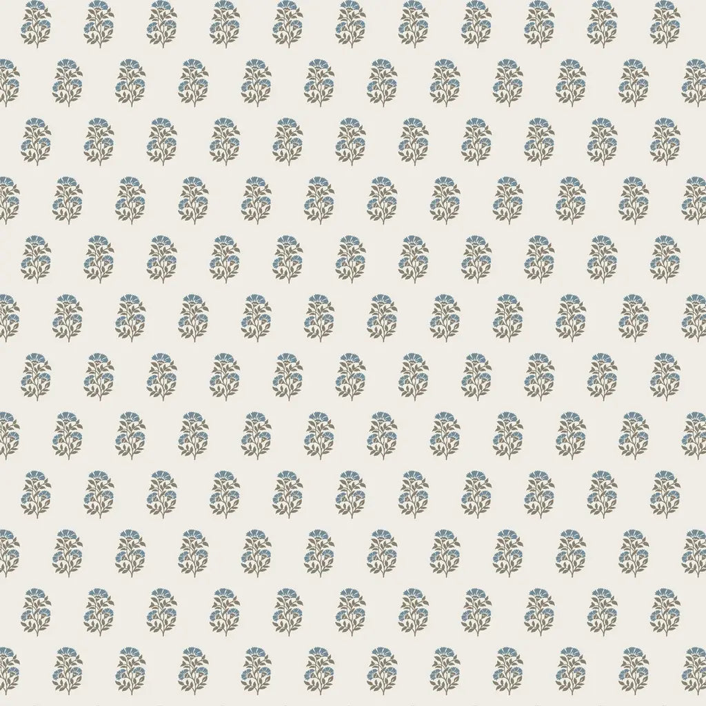 Sylvie Wallpaper in Blue, Cream
