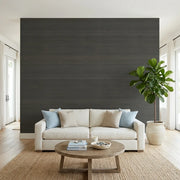Living Room - showcases Tailored Abaca wallpaper in Dark Olive by York Wallcoverings, creating a sophisticated and natural ambiance.