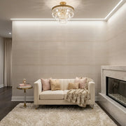 Living Room - showcasing Tailored Abaca wallpaper in Warm Ivory by York Wallcoverings, adding texture and warmth to the space.
