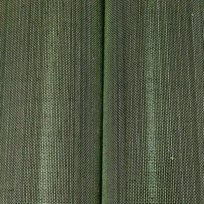 Close-up of Tailored Abaca Dark Olive wallpaper by York Wallcoverings, highlighting its natural woven texture.