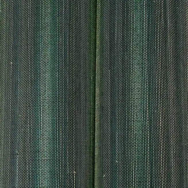 Close-up texture detail of York Wallcoverings' Tailored Abaca wallpaper in Teal and Gold, showcasing its natural fiber weave.