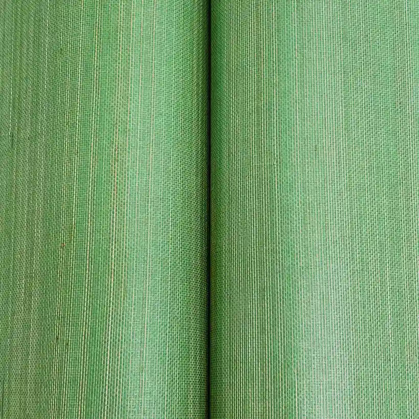 Close-up texture detail of Tailored Abaca wallpaper in Muted Teal by York Wallcoverings, showcasing its natural fiber weave.