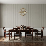Dining Room - Features Tattersall wallpaper in Light Greige by York Wallcoverings, creating a sophisticated and inviting space.