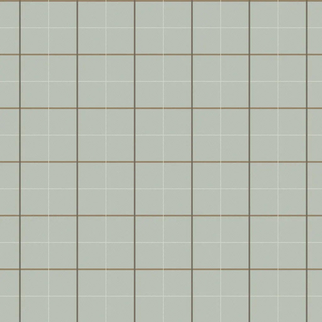 Tattersall wallpaper pattern swatch by York Wallcoverings in sage green and brown.
