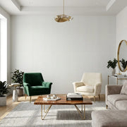 Living Room - Ticking Stripe wallpaper in Grey and Cream by York Wallcoverings creates a classic, inviting space.