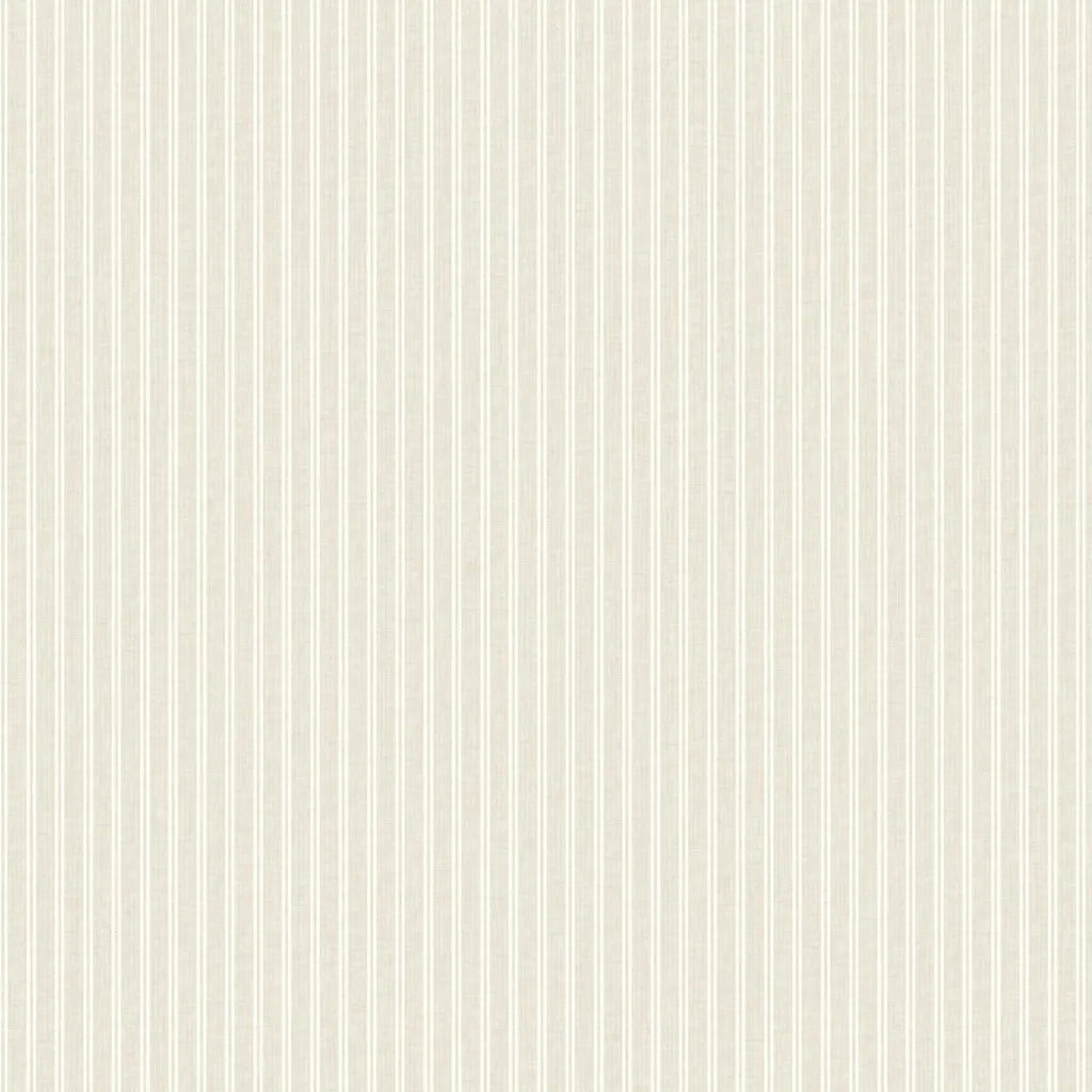A swatch displaying the York Wallcoverings Ticking Stripe wallpaper pattern in Warm Ivory.