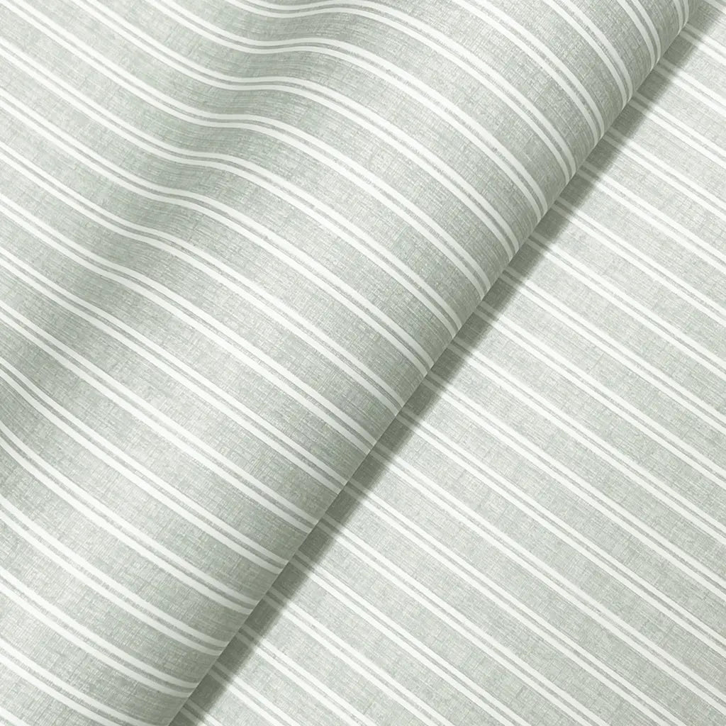 Close-up texture of Ticking Stripe wallpaper in Sage Green by York Wallcoverings, highlighting its subtle pattern.