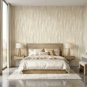 Bedroom - Elegant room featuring York Wallcoverings' 'Tribeca' wallpaper in a Cream and Beige pattern.
