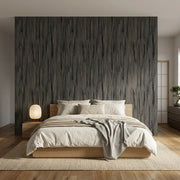 Bedroom - Elegant Tribeca wallpaper in Charcoal by York Wallcoverings enhances this modern bedroom's sophisticated style.