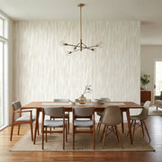 Dining Room - Elegant dining room showcasing "Tribeca" wallpaper in Warm Ivory by York Wallcoverings, creating a sophisticated ambiance.