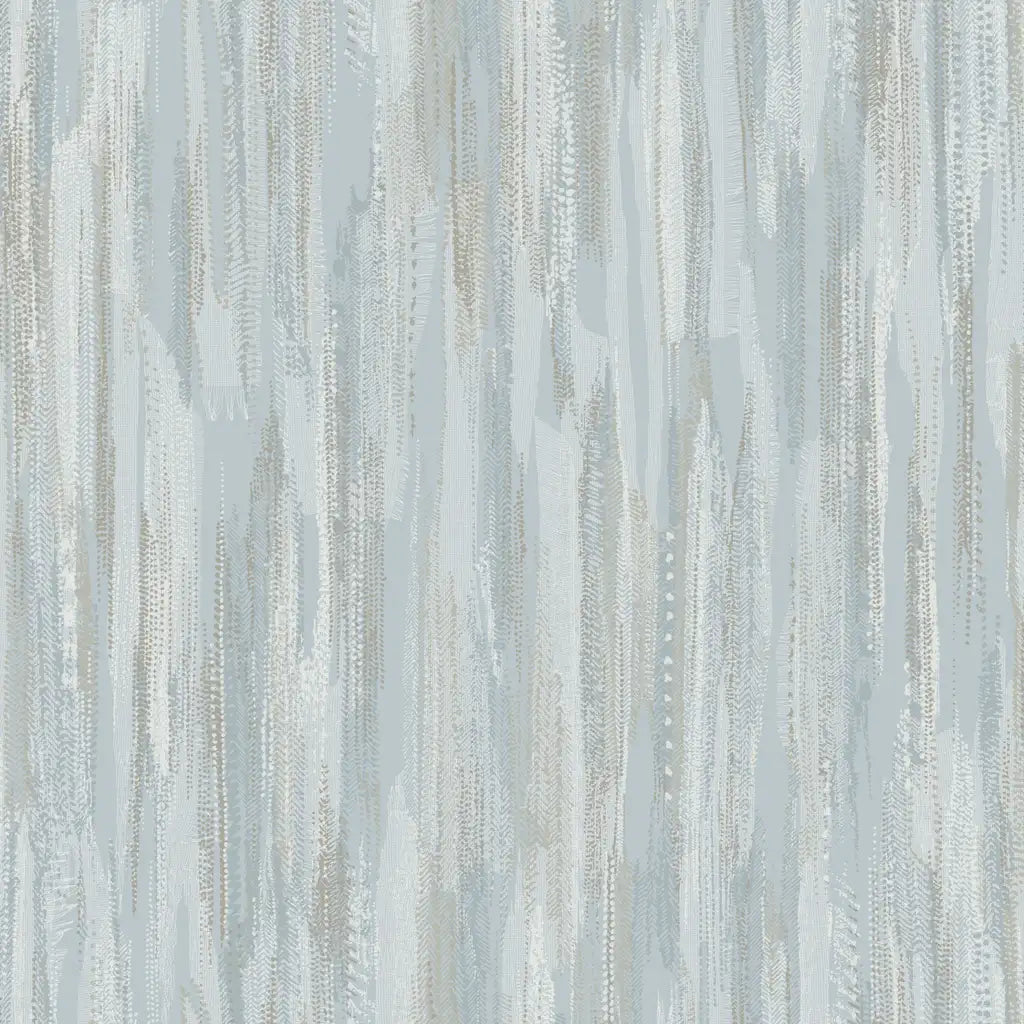 Tribeca wallpaper pattern swatch by York Wallcoverings in blue, white, and beige.