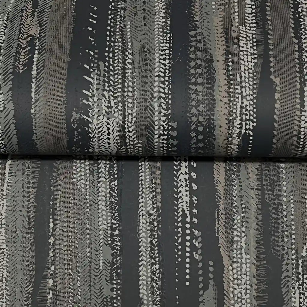 Close-up texture detail of Tribeca Charcoal wallpaper by York Wallcoverings, showing its unique woven pattern.