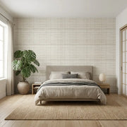 Bedroom - Modern bedroom featuring 'Vanishing Point' wallpaper in Cream, White by York Wallcoverings.