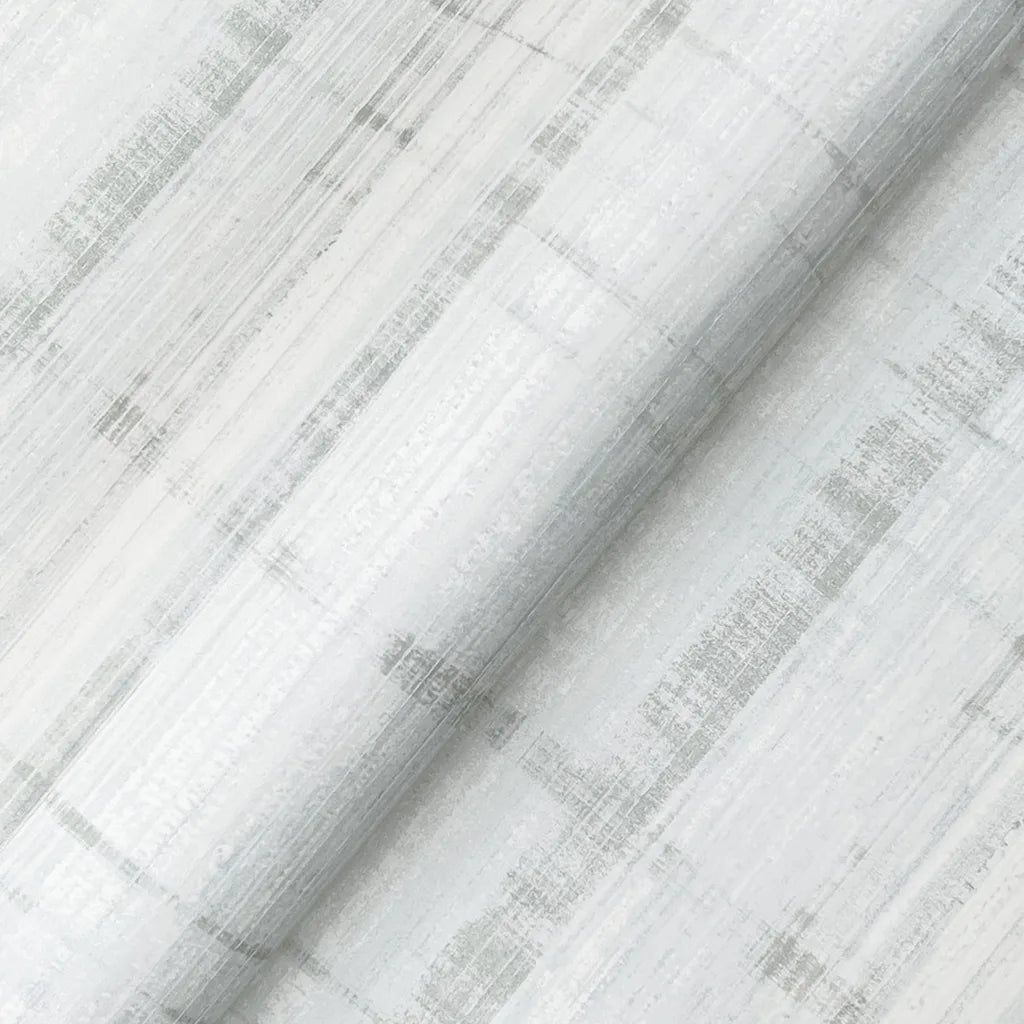Close-up texture of York Wallcoverings' "Vanishing Point" wallpaper, highlighting its Grey, Blue, and White pattern.